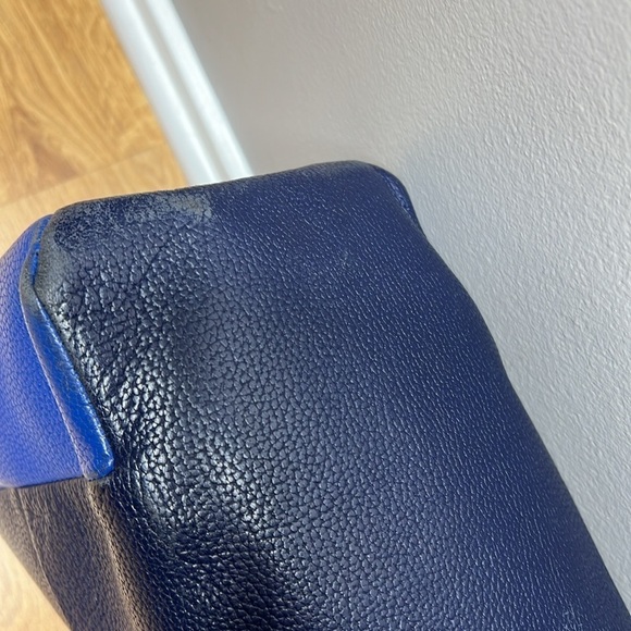 Ted Baker Blue Purple Color Block Leather Shoulder Bag - Picture 10 of 13